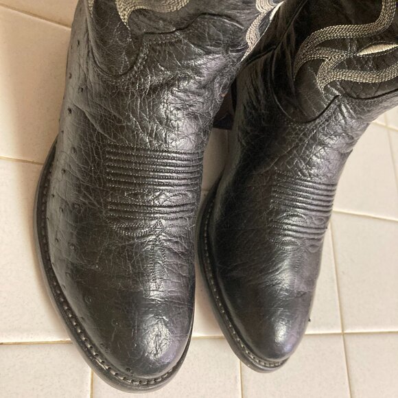Tony Lama Men\'s Size 7.5 D Black Smooth Ostrich Leather Cowboy Western Boots main image 7